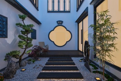 新中式庭院景观3D模型下载